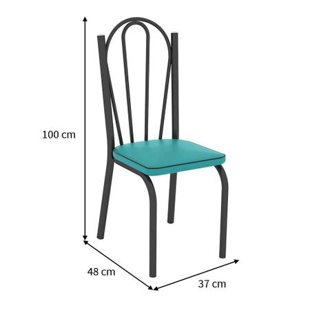 Imagem de Conjunto de Mesa com 4 Cadeiras Lotus I Preto Fosco com Azul