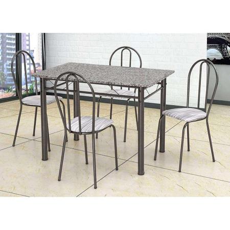 Imagem de Conjunto de Mesa com 4 Cadeiras Monique Craquado Preto e Linho