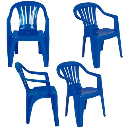 Imagem de Conjunto de Mesa com 4 Cadeiras Poltronas Plásticas Bela Vista Azul MOR