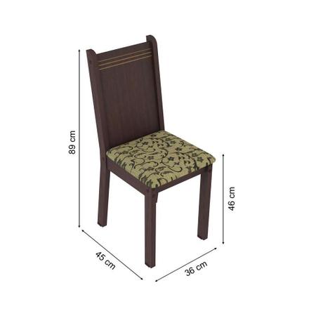 Imagem de Conjunto de Mesa com 4 Cadeiras Rosie Tabaco e Floral Bege