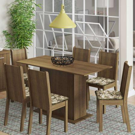 Imagem de Conjunto de Mesa com 6 Cadeiras Celeny Rustic Com Lirio Bege