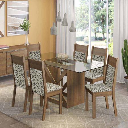 Imagem de Conjunto de Mesa com 6 Cadeiras Denver Rustic e Florata