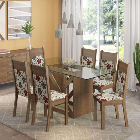 Imagem de Conjunto de Mesa com 6 Cadeiras Denver Rustic e Hibiscos