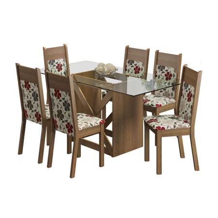 Imagem de Conjunto de Mesa com 6 Cadeiras Denver Rustic e Hibiscos