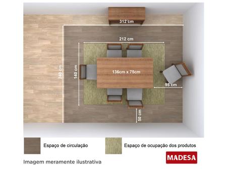 Imagem de Conjunto de Mesa com 6 Cadeiras Estofadas Madesa