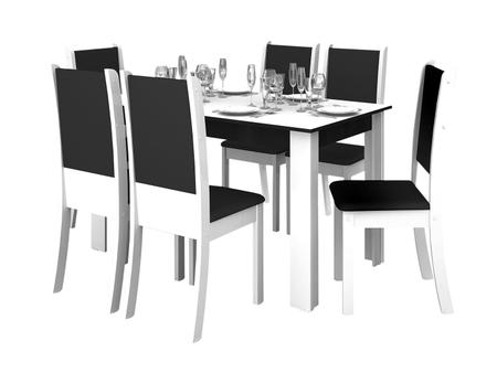 Imagem de Conjunto de Mesa com 6 Cadeiras Estofadas Madesa