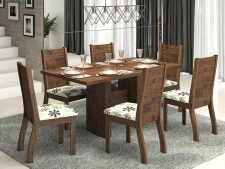 Imagem de Conjunto de Mesa com 6 Cadeiras Estofadas