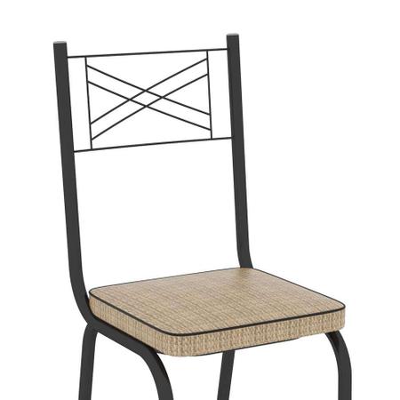 Imagem de Conjunto de Mesa com 6 Cadeiras Lotus Preto Fosco com Rattan