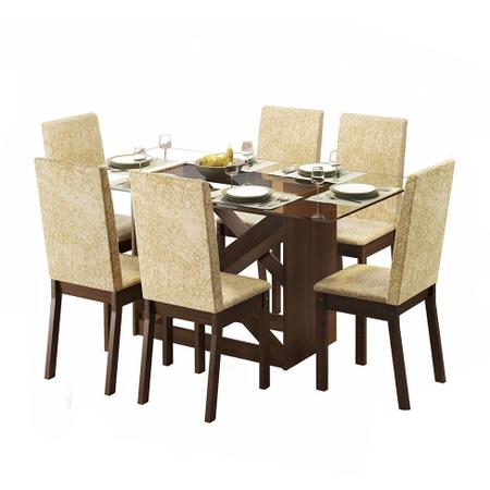 Imagem de Conjunto de Mesa com 6 Cadeiras Paola Tabaco Suede Imperial