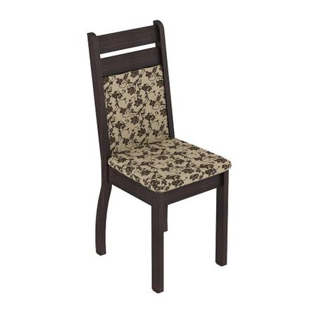 Imagem de Conjunto de Mesa com 8 Cadeiras Louise Tabaco, Floral Bege e Pérola