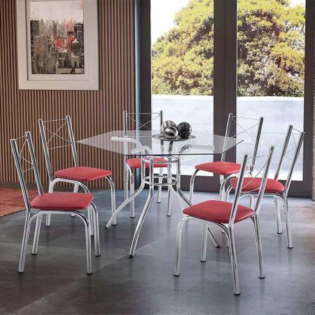 Imagem de Conjunto de Mesa de Cozinha com 6 Cadeiras Hilux Vermelho
