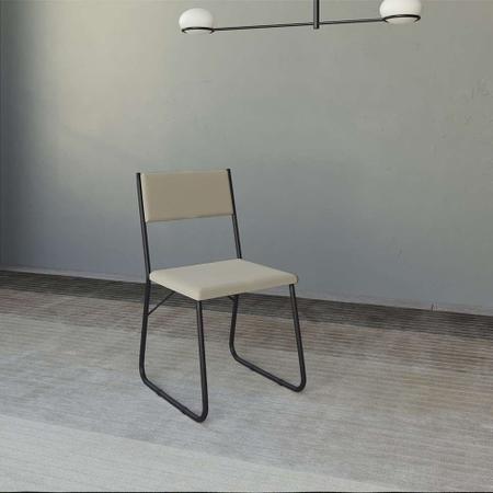 Imagem de Conjunto de Mesa de Jantar com 4 Cadeiras Angra Suede Bege e Preto 137 cm