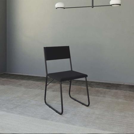 Imagem de Conjunto de Mesa de Jantar com 4 Cadeiras Angra Suede Preto 120 cm