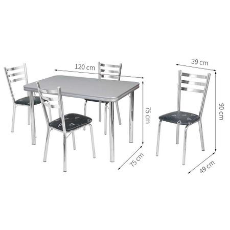 Imagem de Conjunto de Mesa de Jantar com 4 Cadeiras Gisele Cromado e Preto