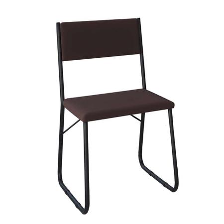 Imagem de Conjunto de Mesa de Jantar com 6 Cadeiras Angra Suede Marrom e Preto 150 cm