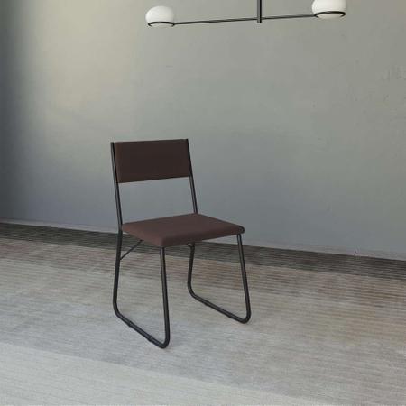 Imagem de Conjunto de Mesa de Jantar com 6 Cadeiras Angra Suede Marrom e Preto 150 cm