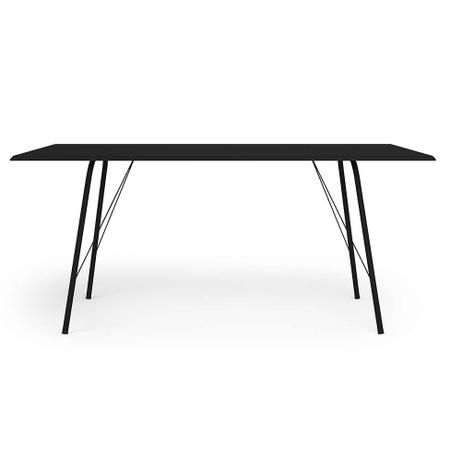 Imagem de Conjunto de Mesa de Jantar com 6 Cadeiras Angra Suede Marrom e Preto 150 cm