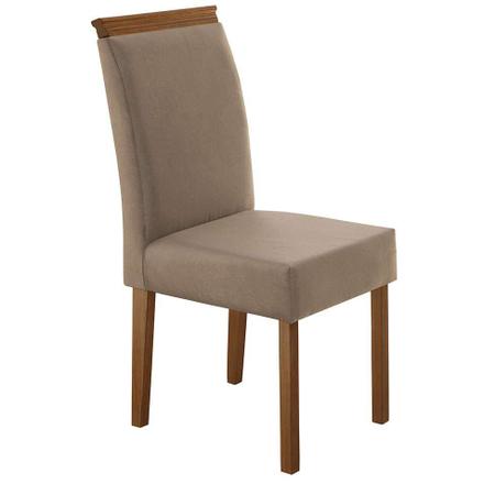 Imagem de Conjunto de Mesa de Jantar com 6 Cadeiras e Tampo de Madeira Maciça Milão Reta II Suede Cinza e Off White