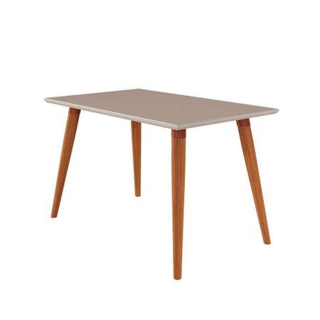 Imagem de Conjunto de Mesa de Jantar com Tampo de Vidro Off White Adele e 4 Cadeiras Fernanda Suede Joli e Madeira