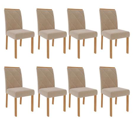 Conjunto de Mesa para Sala de Jantar Ana com 8 Cadeiras Alice-Cimol -  Savana / Offwhite / Joli na Americanas Empresas