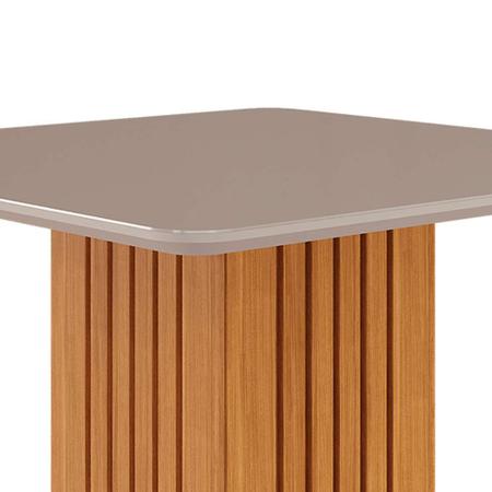 Imagem de Conjunto de Mesa de Jantar Quadrada com Tampo de Vidro Off White Ana e 8 Cadeiras Tais Suede Joli e Nature