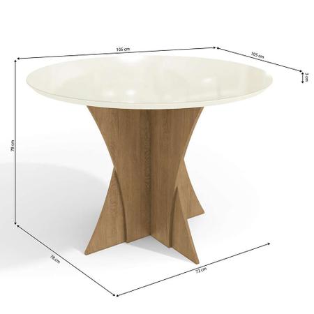 Conjunto Mesa de Jantar Redonda 105cm Lavanda com 4 Cadeiras Kappesberg -  Freijó/Linho Cinza