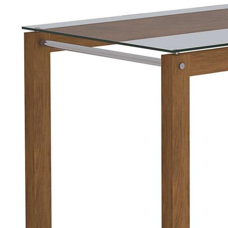 Imagem de Conjunto de Mesa de Jantar Retangular Anita com 4 Cadeiras Milena Suede Cacau e Savana