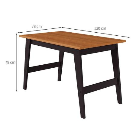 Imagem de Conjunto de Mesa de Jantar Retangular com 2 Bancos Aurora Nature e Chumbo