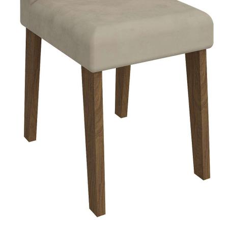 Imagem de Conjunto de Mesa de Jantar Retangular Rafaela com 4 Cadeiras Milena Suede Bege e Off White