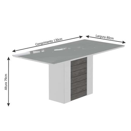 Imagem de Conjunto de Mesa de Jantar Retangular Rafaela com 4 Cadeiras Milena Suede Bege e Off White