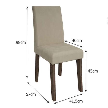 Imagem de Conjunto de Mesa de Jantar Retangular Rafaela com 4 Cadeiras Milena Suede Bege e Preto