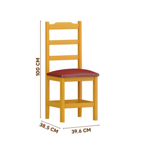 Imagem de Conjunto de Mesa de Madeira com 6 Cadeiras Estofadas - Cerejeira Vermelho