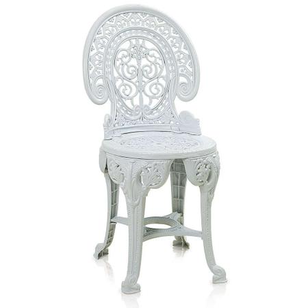 Conjunto de Mesa de Plástico Redonda 70cm e 4 Cadeiras Colonial Branco