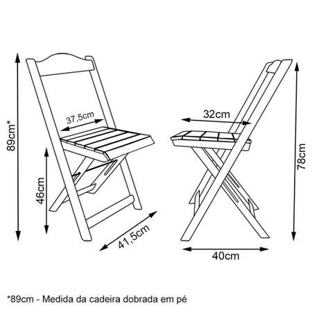 Imagem de Conjunto de Mesa Dobrável 60x60 com 2 Cadeiras Mais Mesa Aparador  Tarimatã para Area Gourmet - Pret