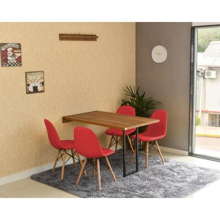 Imagem de Conjunto de Mesa Dobrável Retrátil 120 x 75 Noronha + 4 Cadeiras Botonê - Vermelha
