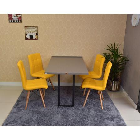 Imagem de Conjunto de Mesa Dobrável Retrátil 120 x 75 Volpi + 4 Cadeiras Gomos - Amarela