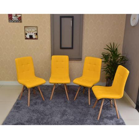 Imagem de Conjunto de Mesa Dobrável Retrátil 120 x 75 Volpi + 4 Cadeiras Gomos - Amarela