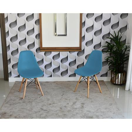 Imagem de Conjunto de Mesa Dobrável Retrátil 1,40 Branco/Noronha Inox + 2 Cadeiras Eiffel - Turquesa