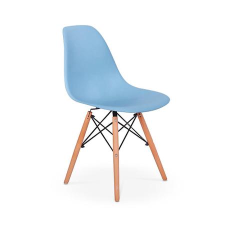 Imagem de Conjunto de Mesa Dobrável Retrátil 1,40 Branco/Noronha Inox + 4 Cadeiras Eiffel - Azul Claro