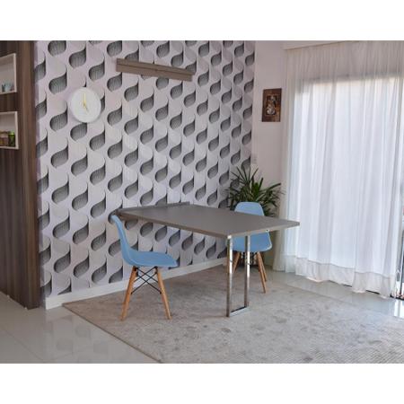 Imagem de Conjunto de Mesa Dobrável Retrátil 1,40 Volpi Inox + 2 Cadeiras Eiffel - Azul Claro