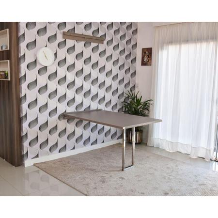 Imagem de Conjunto de Mesa Dobrável Retrátil 1,40 Volpi Inox + 2 Cadeiras Eiffel - Cinza