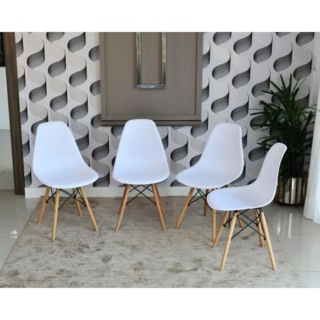 Imagem de Conjunto de Mesa Dobrável Retrátil 1,40 Volpi Inox + 4 Cadeiras Eiffel - Branca