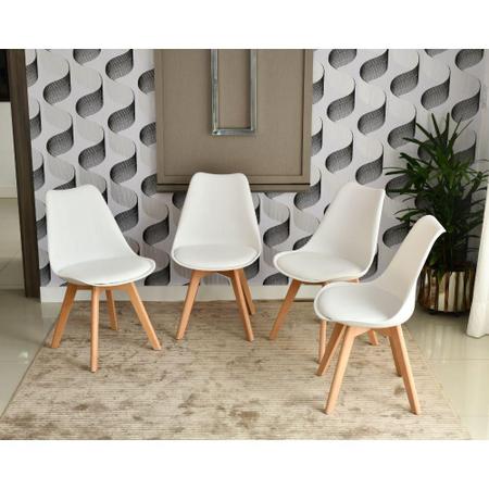 Imagem de Conjunto de Mesa Dobrável Retrátil 1,40 Volpi Inox + 4 Cadeiras Leda - Branca