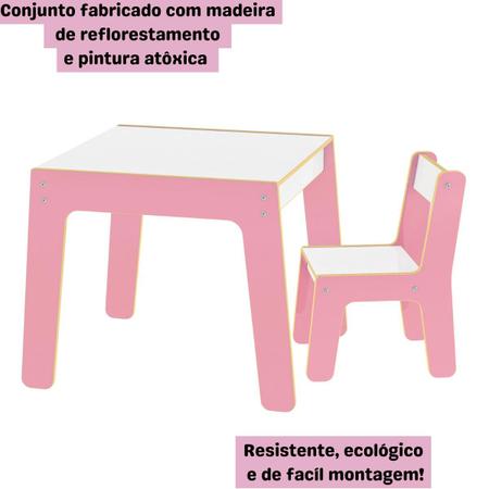 Imagem de Conjunto de Mesa e Cadeira em Madeira Rosa - Junges