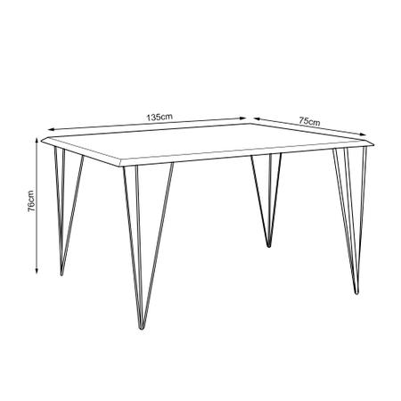 Imagem de Conjunto de Mesa Eames Clips de Ferro Preto Tampo Branco 135x75 6 Cadeiras Preta Assento Preto