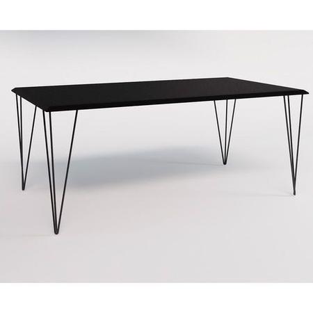 Imagem de Conjunto De Mesa Eames Clips De Ferro Preto Tampo Preto 135x75 6 Cadeiras Ferro Preta Assento Preto