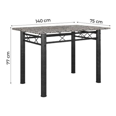 Conjunto de Cozinha 6 Cadeiras Mesa Retangular Tampo em Granito Deise  Artefamol