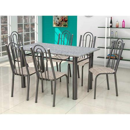 Imagem de Conjunto de Mesa Luiza com 6 Cadeiras Craqueado Preto Rattan
