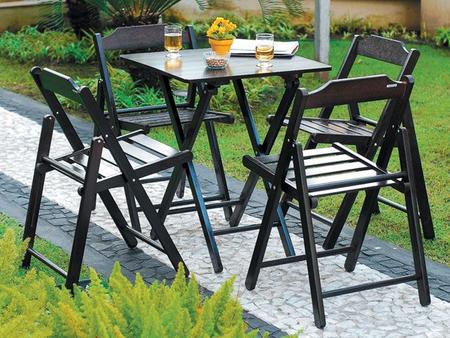 Conjunto de Mesa Madeira Maciça com 4 Cadeiras - Tramontina Garden Dobrável  Beer - Conjunto de Mesa e Cadeiras para Jardim - Magazine Luiza