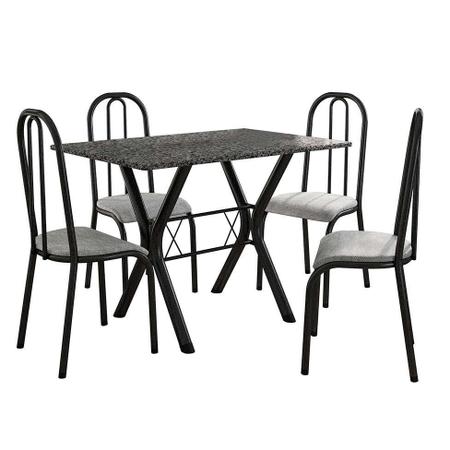 Imagem de Conjunto de Mesa Miame 110 cm com 4 Cadeiras Madri Preto e Vegetale